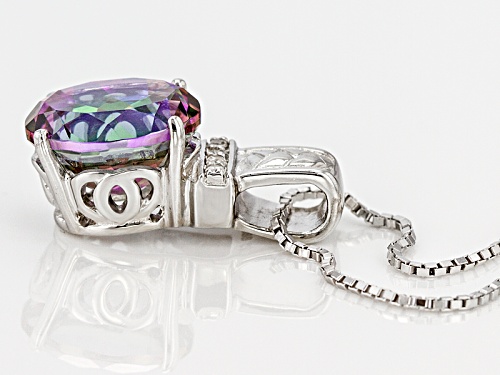 3.86ct Oval Multicolor Mystic Topaz® With .02ctw Round White Topaz Silver Pendant With Chain