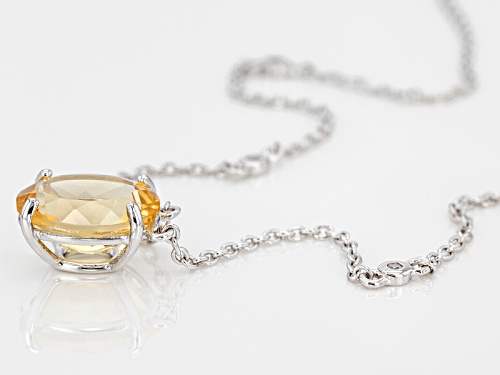 3.57ct Oval Brazilian Citrine With .07ctw Round White Zircon Sterling Silver Necklace