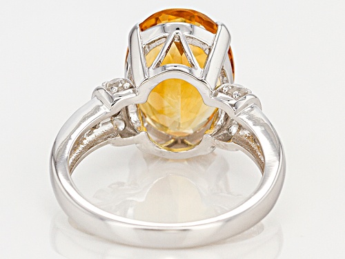 4.25ct Oval Brazilian Citrine With .60ctw Round White Zircon Sterling Silver Ring - Size 9