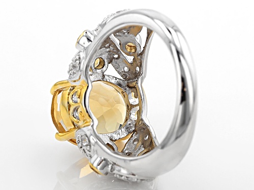 3.87ctw Oval And Round Brazilian Citrine With .50ctw Round White Zircon Sterling Silver Ring - Size 7
