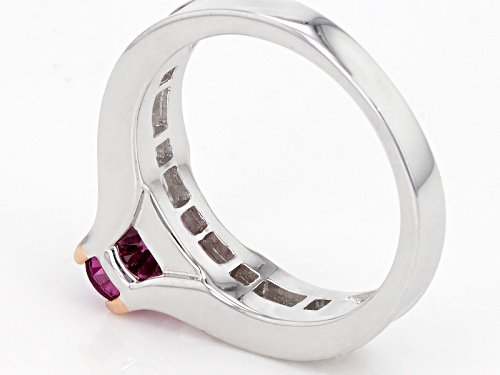 .80ct Oval Blush Color Garnet With .81ctw Baguette And Square White Zircon Sterling Silver Ring - Size 8