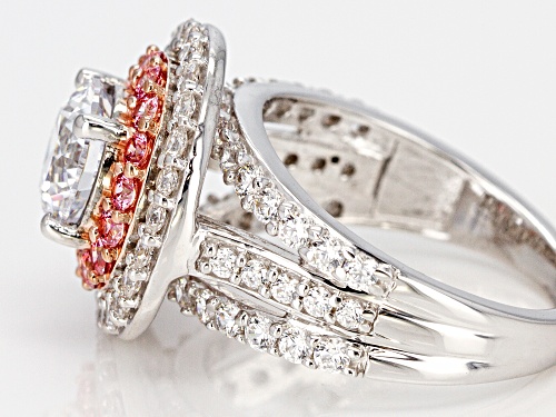 Bella Luce Luxe ™ 7.11CTW with Fancy Pink Cubic Zirconia Rhodium Over Silver Ring - Size 10