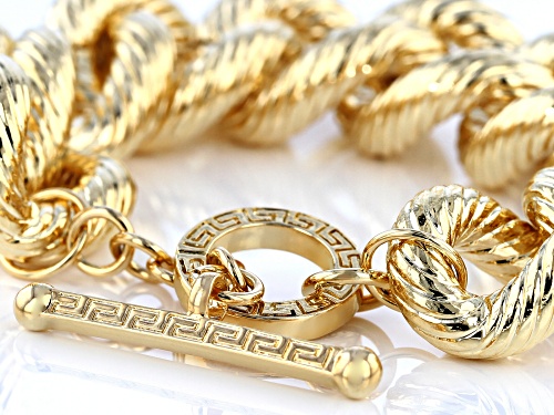Moda Al Massimo® 18k Yellow Gold Over Bronze Textured Grande Curb 8 3/4 Inch Bracelet - Size 8.75