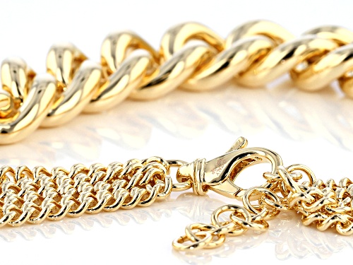 Moda Al Massimo® 18k Yellow Gold Over Bronze Multi-Strand Graduated Curb 20 1/2 Inch Necklace - Size 20.5