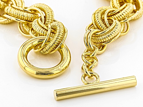 Moda Al Massimo® 18k Yellow Gold Over Bronze Textured Interlocking Rolo 9 Inch Bracelet - Size 9