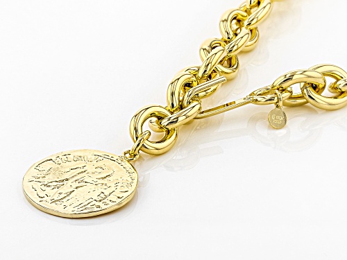 Moda Al Massimo® 18k Yellow Gold Over Bronze Rolo Coin 40 Inch Necklace - Size 40