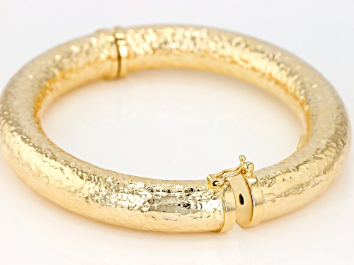 Moda Al Massimo® 18k Yellow Gold over Bronze Hammered 7 inch Bangle Bracelet - Size 7