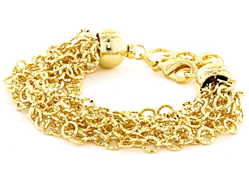 Moda Al Massimo® 18k Yellow Gold Over Bronze Multi-Row Diamond Cut Cable 7 inch Bracelet - Size 7