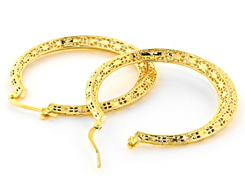Moda Al Massimo® 18k Yellow Gold Over Bronze 28mm Filigree Hoop Earrings