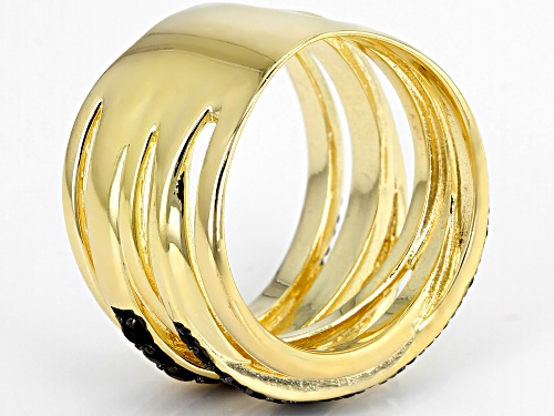 Moda Al Massimo® .70ctw Black Spinel 18k Yellow Gold Over Bronze Interwoven Band Ring - Size 8