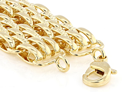 18k Yellow Gold Over Bronze Fancy Textured Bracelet - Size 8