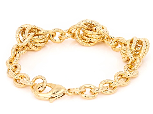 Moda Al Massimo® 18k Yellow Gold Over Bronze Diamond Cut Intertwined Circle Bracelet. Made in Italy. - Size 8