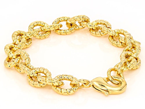 Moda Al Massimo® 18k Yellow Gold Over Bronze Textured Rolo Bracelet. Made in Italy. - Size 8