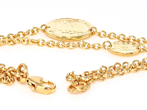 Moda Al Massimo® 18k Yellow Gold Over Bronze Faux Coin and 10mm Simulated Pearl Station 30