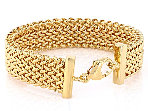 Moda Al Massimo® 18k Yellow Gold Over Bronze Woven Bracelet. Made in Italy. - Size 8