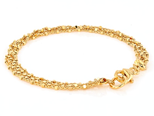 Moda Al Massimo® 18k Yellow Gold Over Bronze 0.45mm Bead Station Bracelet. Made in Italy. - Size 8