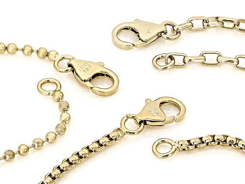 Moda Al Massimo® 18k Yellow Gold Over Bronze 2.5-4.5mm Bracelet Set of 3. Made in Italy. - Size 7.25