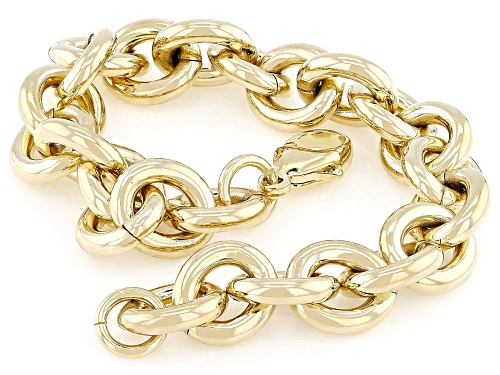 Moda Al Massimo® 18k Yellow Gold Over Bronze 11.5mm Rolo Link Bracelet - Size 7.5