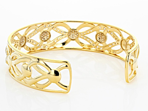 Moda Al Massimo® 18K Yellow Gold Over Bronze Cuff Bracelet 8 Inch With Bella Luce® Diamond Simulant - Size 8