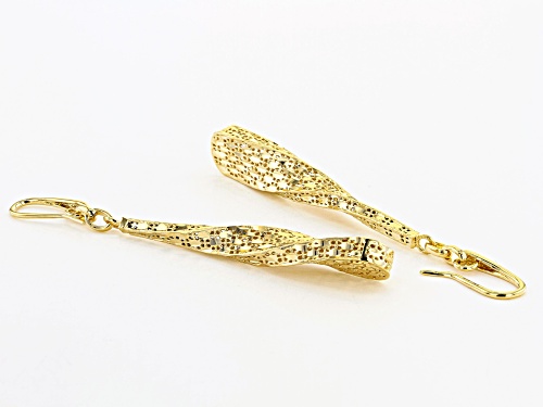 Moda Al Massimo® 18K Yellow Gold Over Bronze Diamond Cut Dangle Twist Earrings