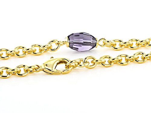 Moda Al Massimo® 18K Yellow Gold Over Bronze Simulant Amethyst Rolo Link Chain Necklace 24 Inch - Size 24