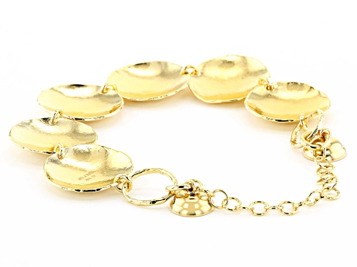 Moda Al Massimo™ 18K Yellow Gold Over Bronze Hammered Disc Link Bracelet - Size 7.5