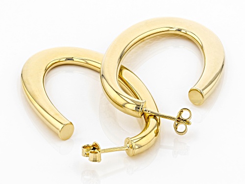 MODA AL MASSIMO™ 18K Yellow Gold Over Bronze Hammered Oval Hoop Earrings