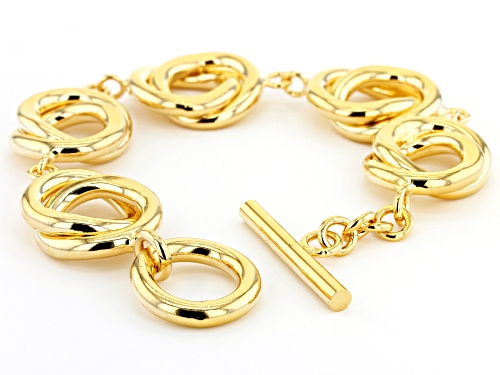 MODA AL MASSIMO™ 18K Yellow Gold Over Bronze Round Double Link With Toggle Clasp Bracelet 8.5