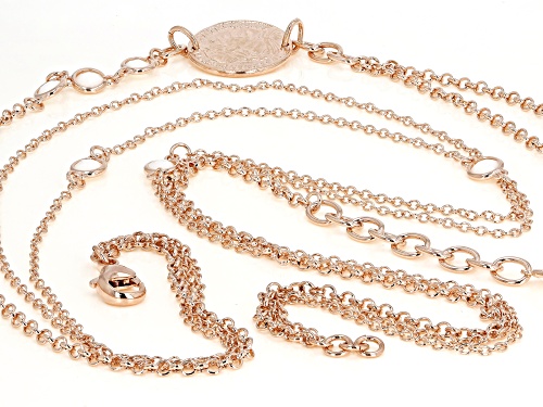 MODA AL MASSIMO™ 18K Rose Gold Over Bronze with White Crystals with Coin Pendant Necklace 30