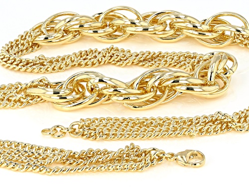 Moda Al Massimo™ 18K Yellow Gold Over Bronze Multi-Strand Chain with Side Link Stations 30
