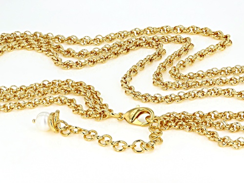 Moda Al Massimo™ 18K Yellow Gold Over Bronze Multi-Row Loose Rope with Pearl Simulant 20