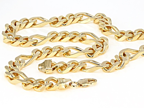 Moda Al Massimo® 18K Yellow Gold Over Bronze 12MM Gauge Figaro 24