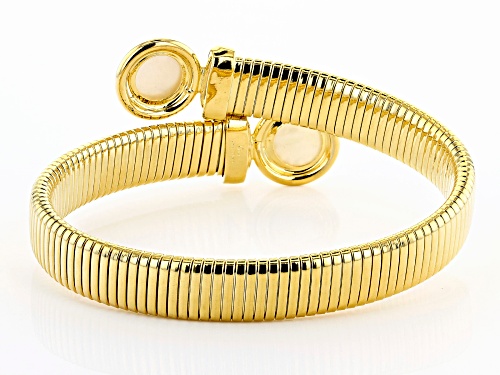 Moda Al Massimo™ 18K Yellow Gold Over Bronze Mother-of-Pearl Simulant Bypass Tubogas Bracelet - Size 8