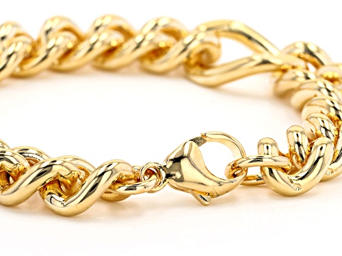 Moda Al Massimo® 18K Yellow Gold Over Bronze 13.9MM Curb Station Link Bracelet - Size 7.5