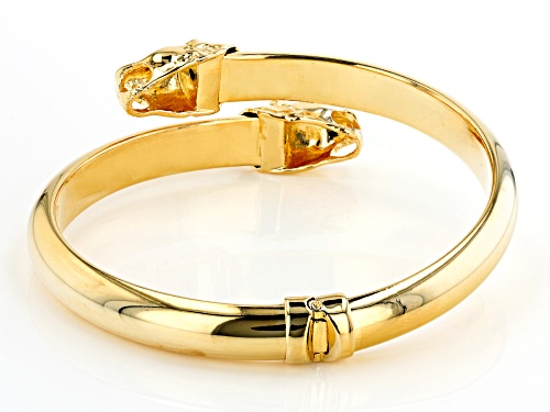 Moda Al Massimo® 18K Yellow Gold Over Bronze Bypass Double Headed Lion Hinged Bangle - Size 8