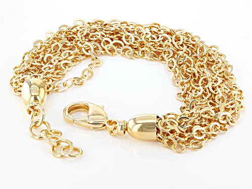 Moda Al Massimo™ 18K Yellow Gold Over Bronze Diamond-Cut Multi-Row Flat Rolo Bracelet - Size 8