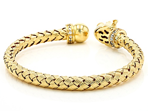 Moda Al Massimo® 18k Yellow Gold Over Bronze Woven Panther Bangle With Bella Luce®