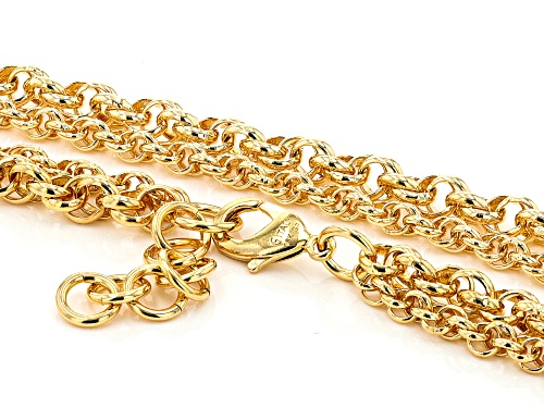 Moda Al Massimo® 18k Yellow Gold Over Bronze 2-Row Soft Twisted Oval Link 21 Inch Necklace - Size 21