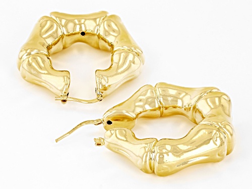Moda Al Massimo® 18k Yellow Gold Over Bronze Graduated Bamboo Hoop Earrings