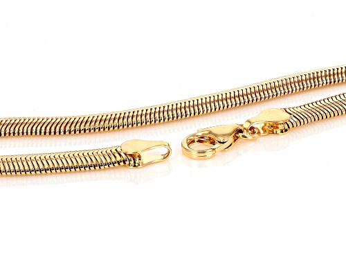 Moda Al Massimo® 18k Yellow Gold Over Bronze Solid 6mm Diamond-Cut Serpentine 20 Inch Chain - Size 20