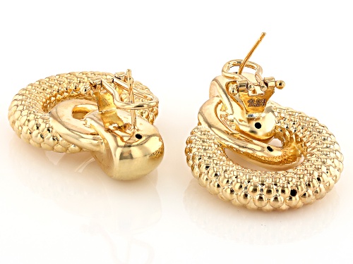 Moda Al Massimo® 18k Yellow Gold Over Bronze Polished & Beaded Door Knocker Earrings