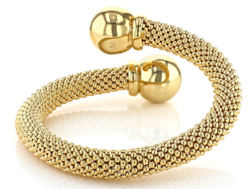 Moda Al Massimo® 18k Yellow Gold Over Bronze 10mm Popcorn Link Bypass Cuff Bracelet - Size 8