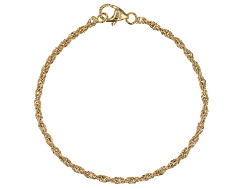 Moda Al Massimo® 18k Yellow Gold Over Bronze Box, Rope, & Cable Link Bracelet Set of 3 - Size 8