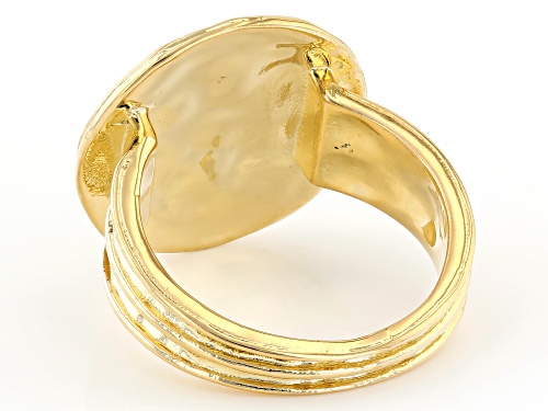 Moda Al Massimo® 18k Yellow Gold Over Bronze Flower Design Signet Ring - Size 8