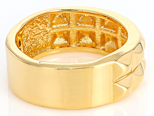 Moda Al Massimo™ 18k Yellow Gold Over Bronze Double Row Pyramid Ring. Made in Italy. - Size 7