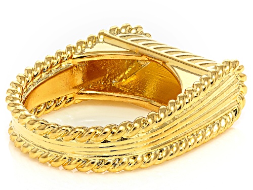 Moda Al Massimo™ 18k Yellow Gold Over Bronze Textured Barrel Ring. Made in Italy. - Size 9