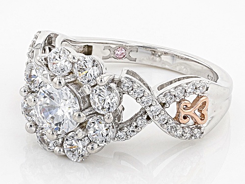 Michael O' Connor For Bella Luce® Diamond Simulant Rhodium Over Silver & Eterno™ Rose Ring - Size 8