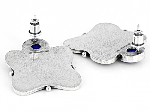 Artisan Collection of Morocco™ 8mm Round Blue Quartz Doublet Sterling Silver Filigree Stud Earrings