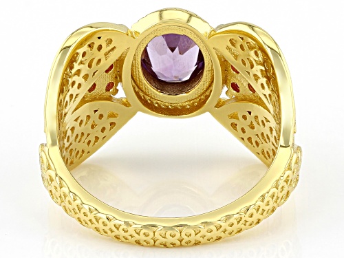 Artisan Collection Of Morocco™.91ct Amethyst & .06ctw Ruby 18k Yellow Gold Over Silver Filigree Ring - Size 9.5