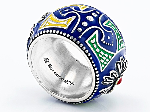 Artisan Collection of Morocco™ Multi-Color Enamel Sterling Silver Ring - Size 7
